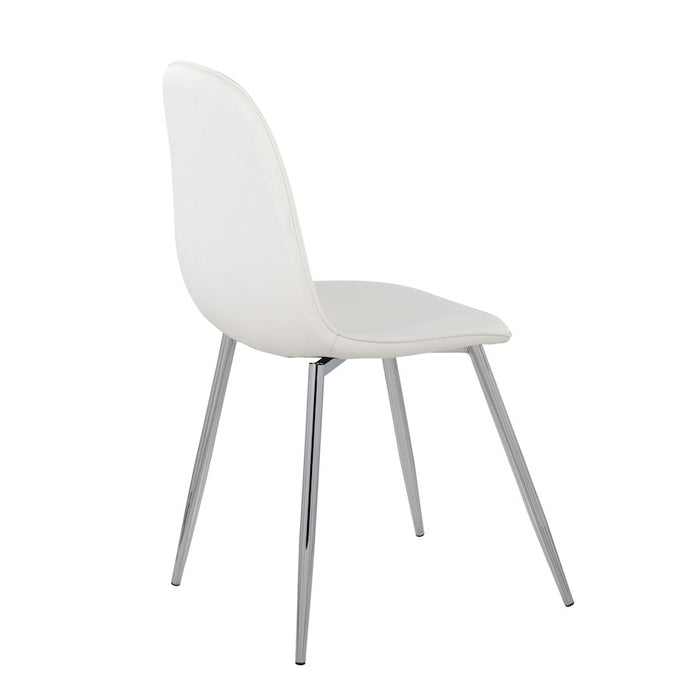 LumiSource Pebble Chair, Set of 2 in Chrome/White PU