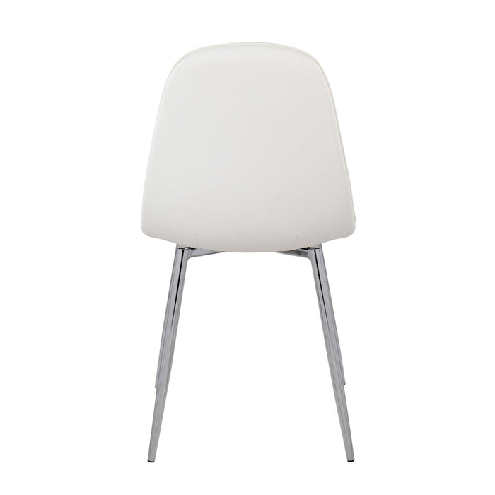 LumiSource Pebble Chair, Set of 2 in Chrome/White PU