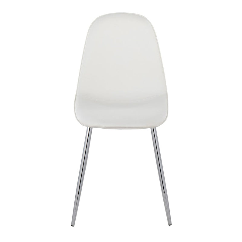 LumiSource Pebble Chair, Set of 2 in Chrome/White PU