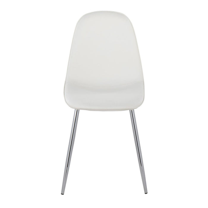 LumiSource Pebble Chair, Set of 2 in Chrome/White PU