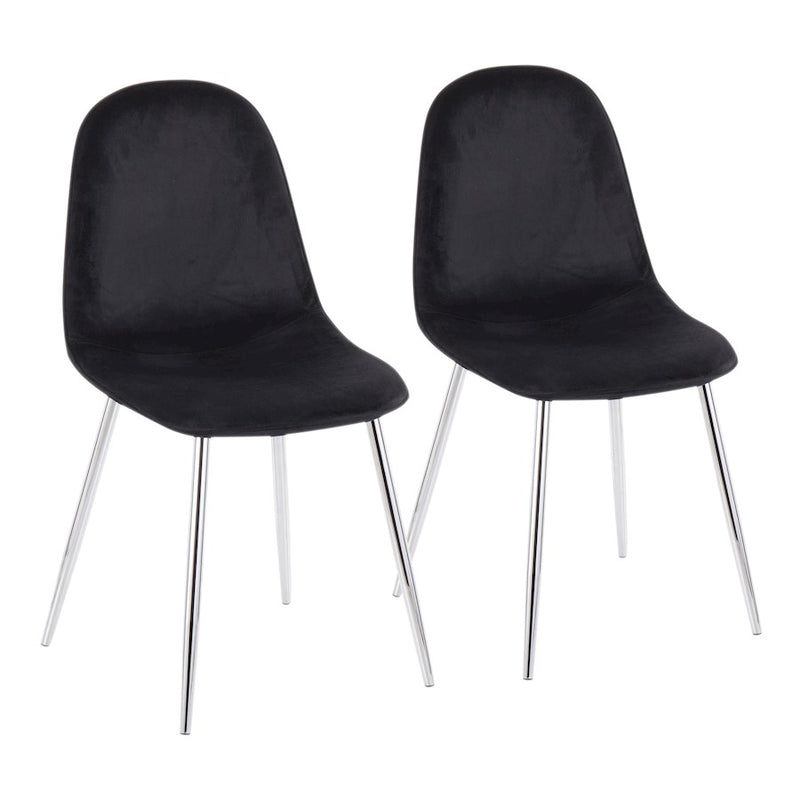 LumiSource Pebble Chair, Set of 2 in Chrome/Black Velvet - CH-PEBBLESVVBK2
