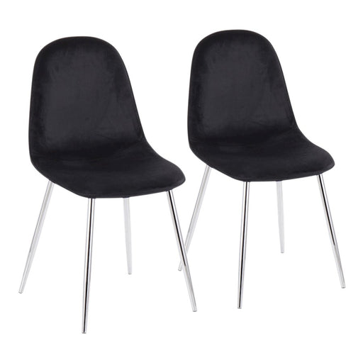 LumiSource Pebble Chair, Set of 2 in Chrome/Black Velvet - CH-PEBBLESVVBK2