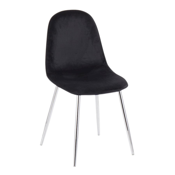 LumiSource Pebble Chair, Set of 2 in Chrome/Black Velvet