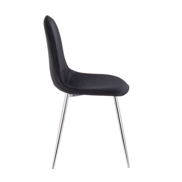 LumiSource Pebble Chair, Set of 2 in Chrome/Black Velvet