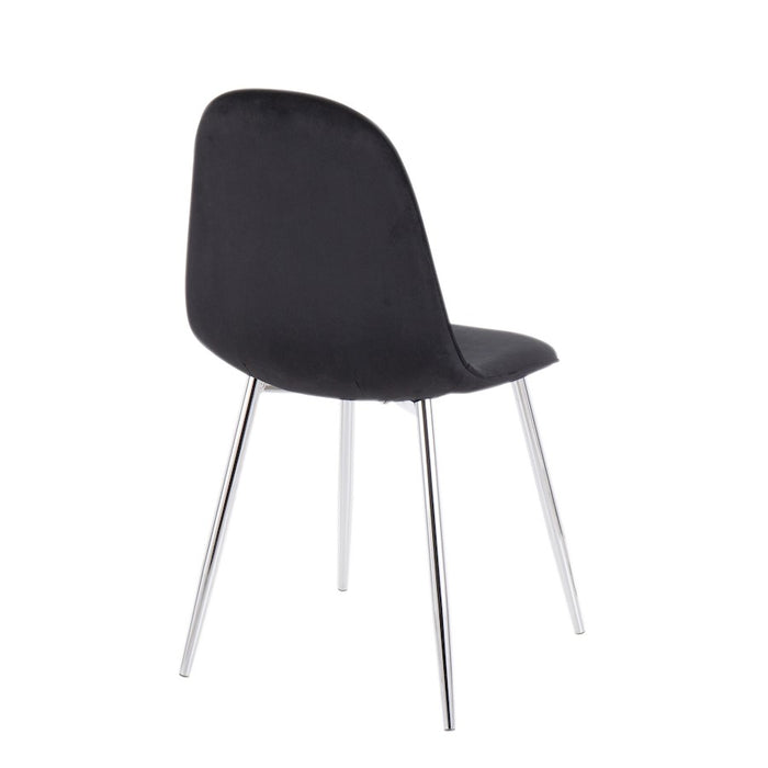 LumiSource Pebble Chair, Set of 2 in Chrome/Black Velvet