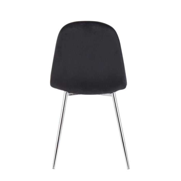 LumiSource Pebble Chair, Set of 2 in Chrome/Black Velvet