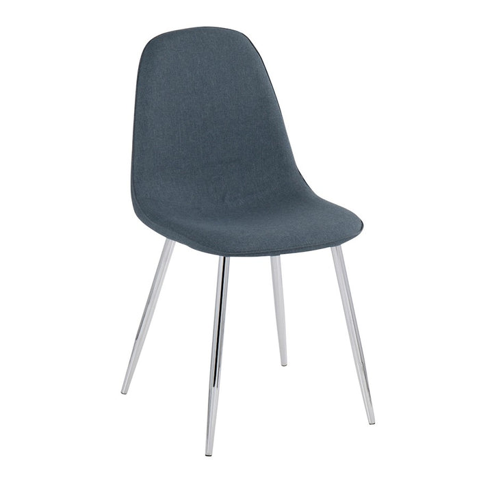 LumiSource Pebble Chair, Set of 2 in Chrome/Blue Velvet
