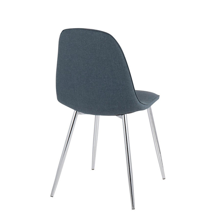 LumiSource Pebble Chair, Set of 2 in Chrome/Blue Velvet