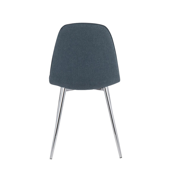 LumiSource Pebble Chair, Set of 2 in Chrome/Blue Velvet
