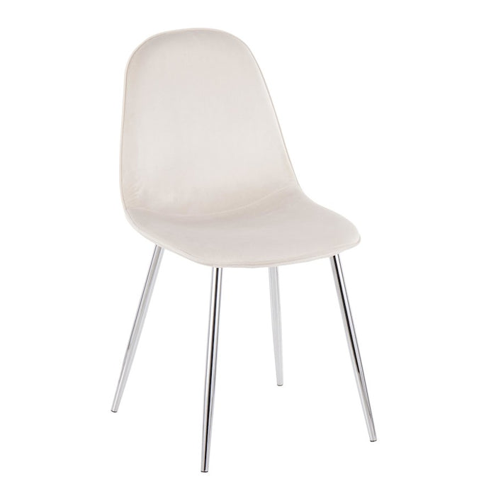 LumiSource Pebble Chair, Set of 2 in Chrome/Cream Velvet