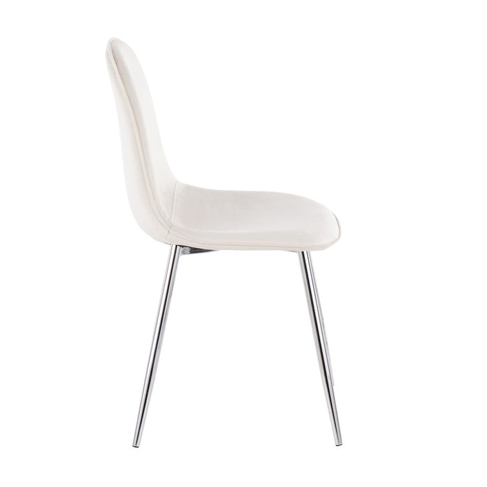 LumiSource Pebble Chair, Set of 2 in Chrome/Cream Velvet
