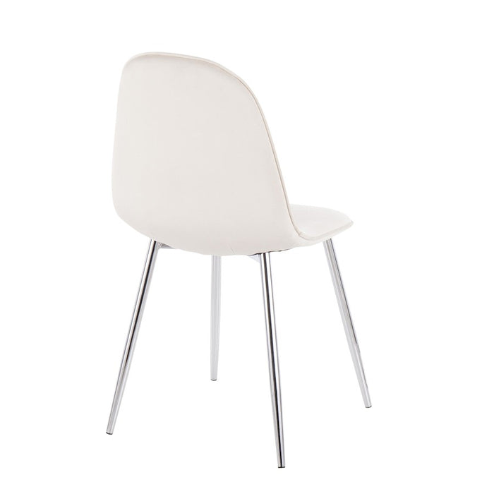 LumiSource Pebble Chair, Set of 2 in Chrome/Cream Velvet