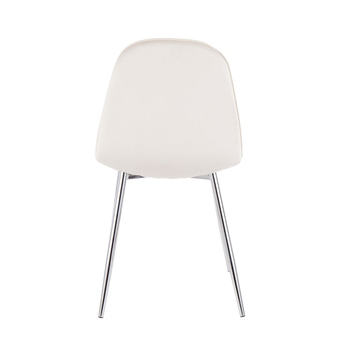 LumiSource Pebble Chair, Set of 2 in Chrome/Cream Velvet