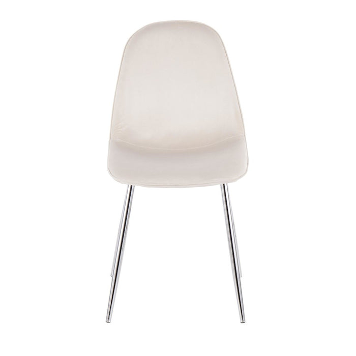 LumiSource Pebble Chair, Set of 2 in Chrome/Cream Velvet