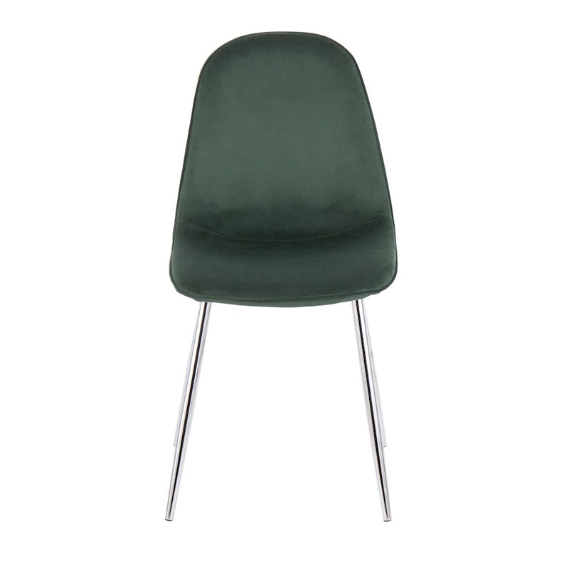 LumiSource Pebble Chair, Set of 2 in Chrome/Green Velvet