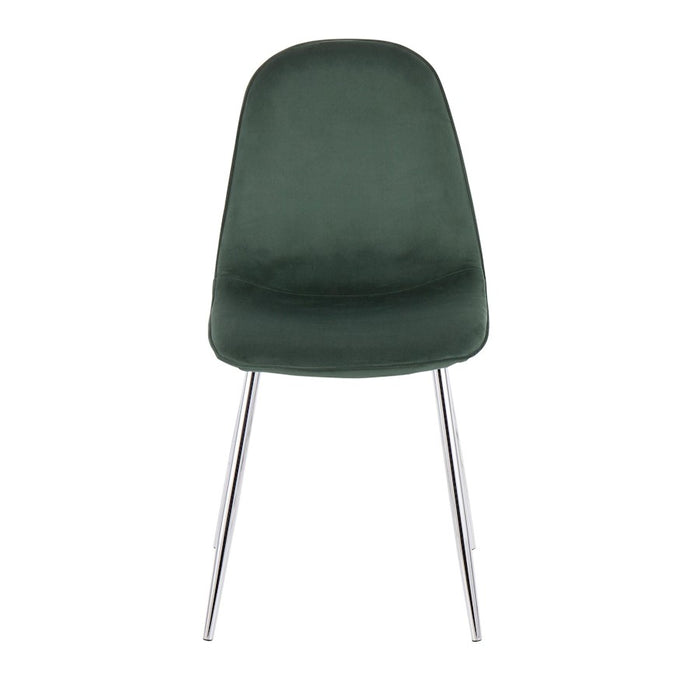 LumiSource Pebble Chair, Set of 2 in Chrome/Green Velvet
