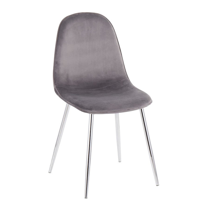 LumiSource Pebble Chair, Set of 2 in Chrome/Grey Velvet