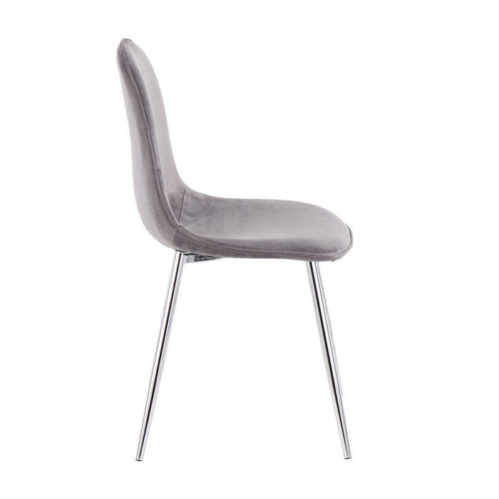 LumiSource Pebble Chair, Set of 2 in Chrome/Grey Velvet