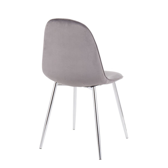 LumiSource Pebble Chair, Set of 2 in Chrome/Grey Velvet