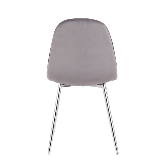 LumiSource Pebble Chair, Set of 2 in Chrome/Grey Velvet