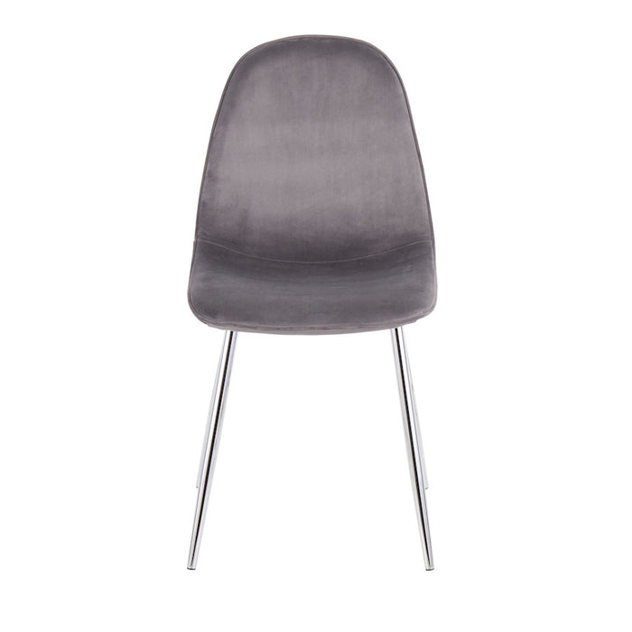 LumiSource Pebble Chair, Set of 2 in Chrome/Grey Velvet
