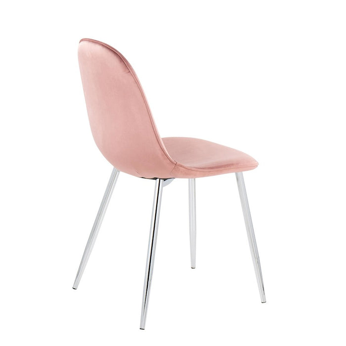 LumiSource Pebble Chair, Set of 2 in Chrome/Pink Velvet