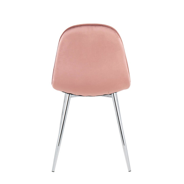 LumiSource Pebble Chair, Set of 2 in Chrome/Pink Velvet