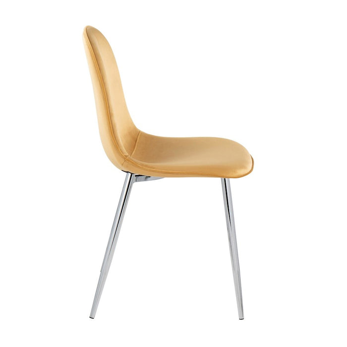 LumiSource Pebble Chair, Set of 2 in Chrome/Yellow Velvet