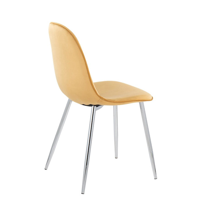 LumiSource Pebble Chair, Set of 2 in Chrome/Yellow Velvet