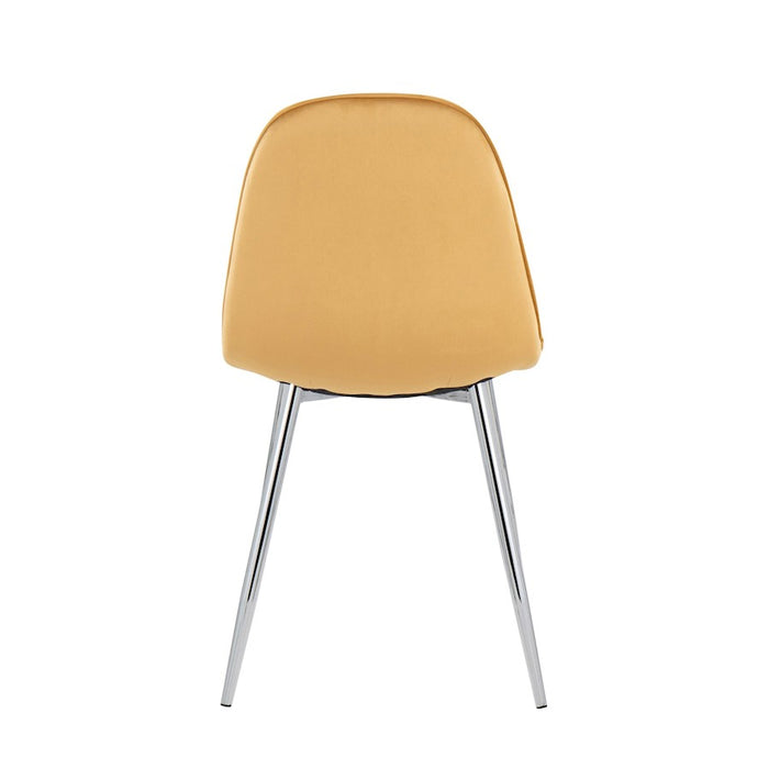 LumiSource Pebble Chair, Set of 2 in Chrome/Yellow Velvet
