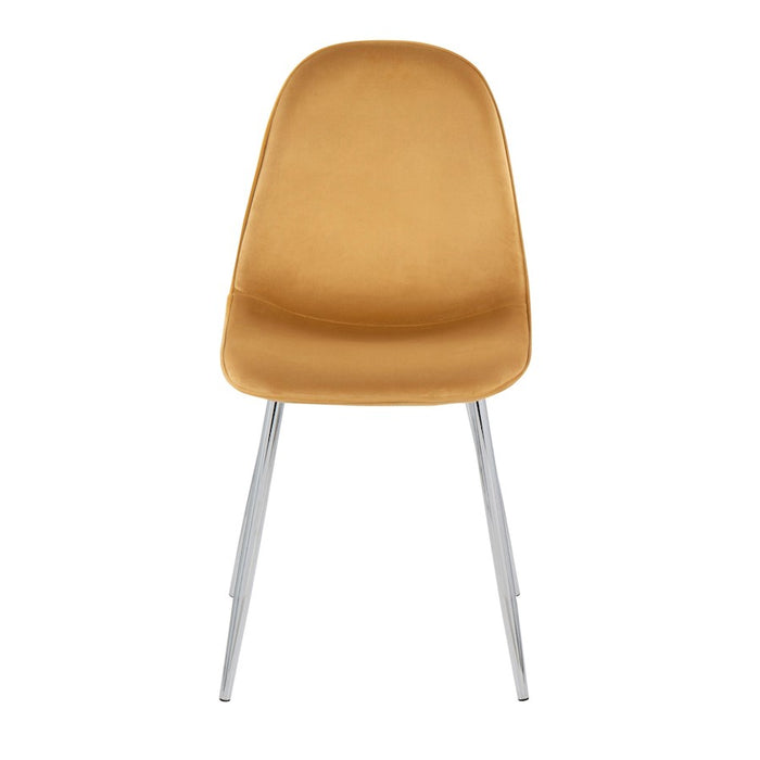 LumiSource Pebble Chair, Set of 2 in Chrome/Yellow Velvet