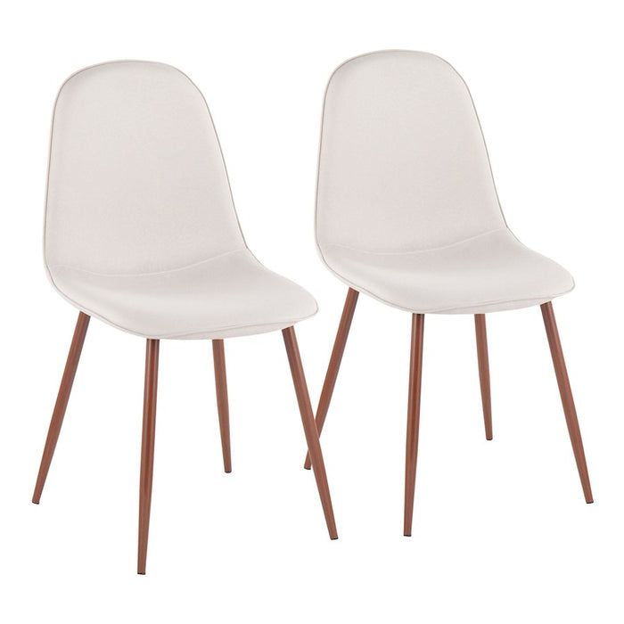 LumiSource Pebble Chair, Set of 2 in Walnut Metal/Beige Fabric - CH-PEBBLEWLBG2