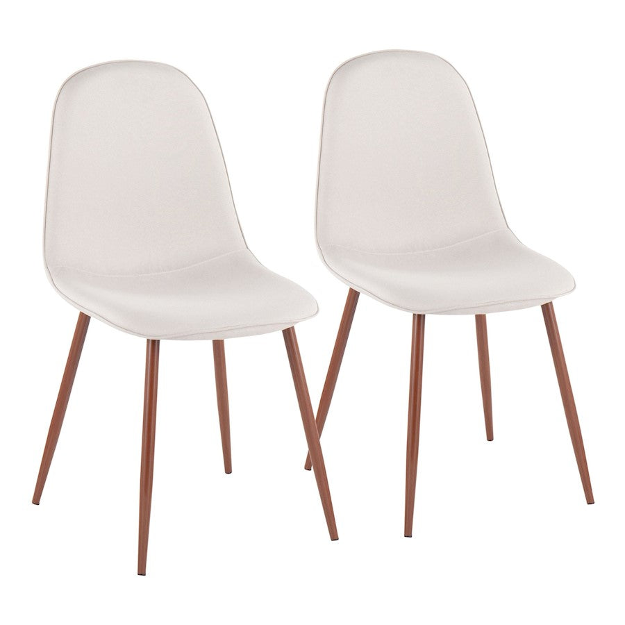 LumiSource Pebble Chair, Set of 2 in Walnut Metal/Beige Fabric - CH-PEBBLEWLBG2