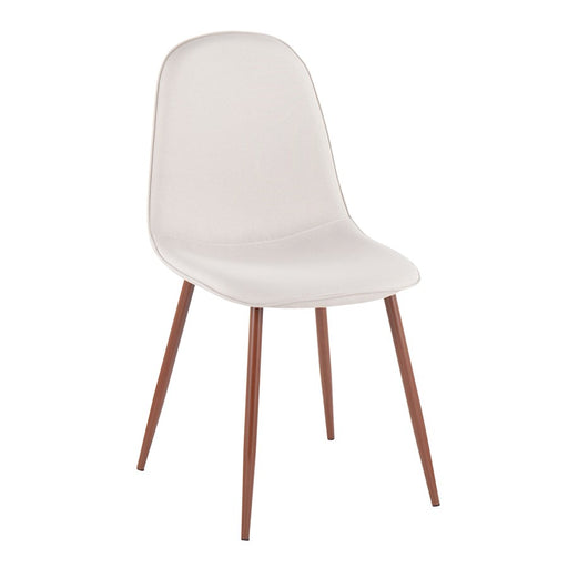 LumiSource Pebble Chair, Set of 2 in Walnut Metal/Beige Fabric