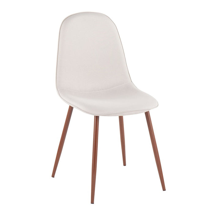 LumiSource Pebble Chair, Set of 2 in Walnut Metal/Beige Fabric