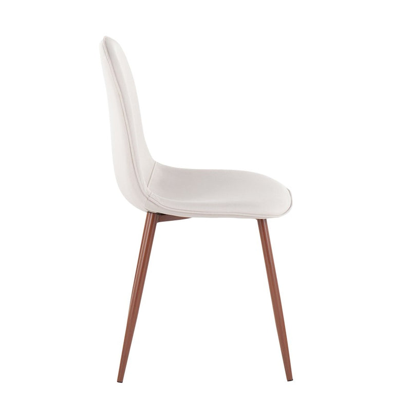 LumiSource Pebble Chair, Set of 2 in Walnut Metal/Beige Fabric
