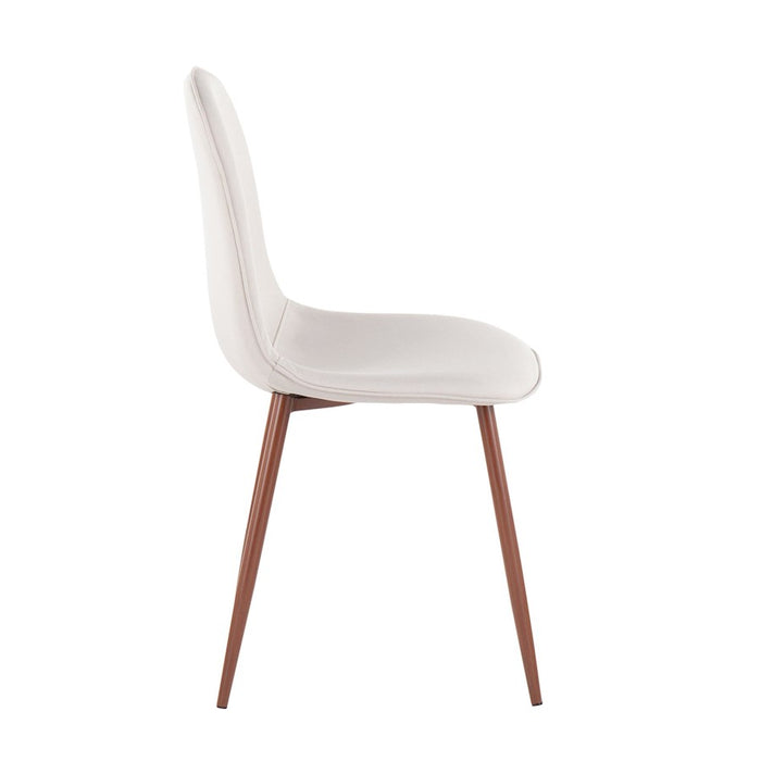 LumiSource Pebble Chair, Set of 2 in Walnut Metal/Beige Fabric