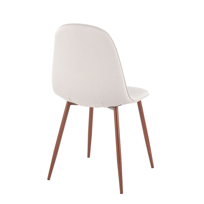 LumiSource Pebble Chair, Set of 2 in Walnut Metal/Beige Fabric