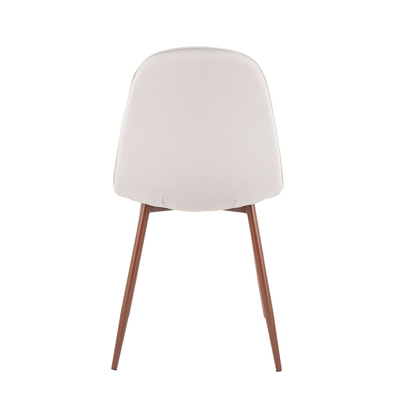 LumiSource Pebble Chair, Set of 2 in Walnut Metal/Beige Fabric