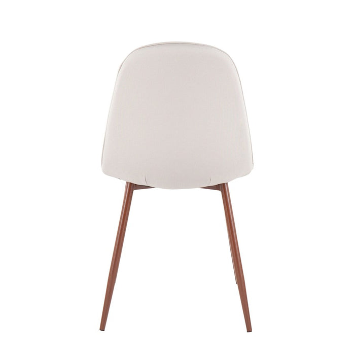 LumiSource Pebble Chair, Set of 2 in Walnut Metal/Beige Fabric