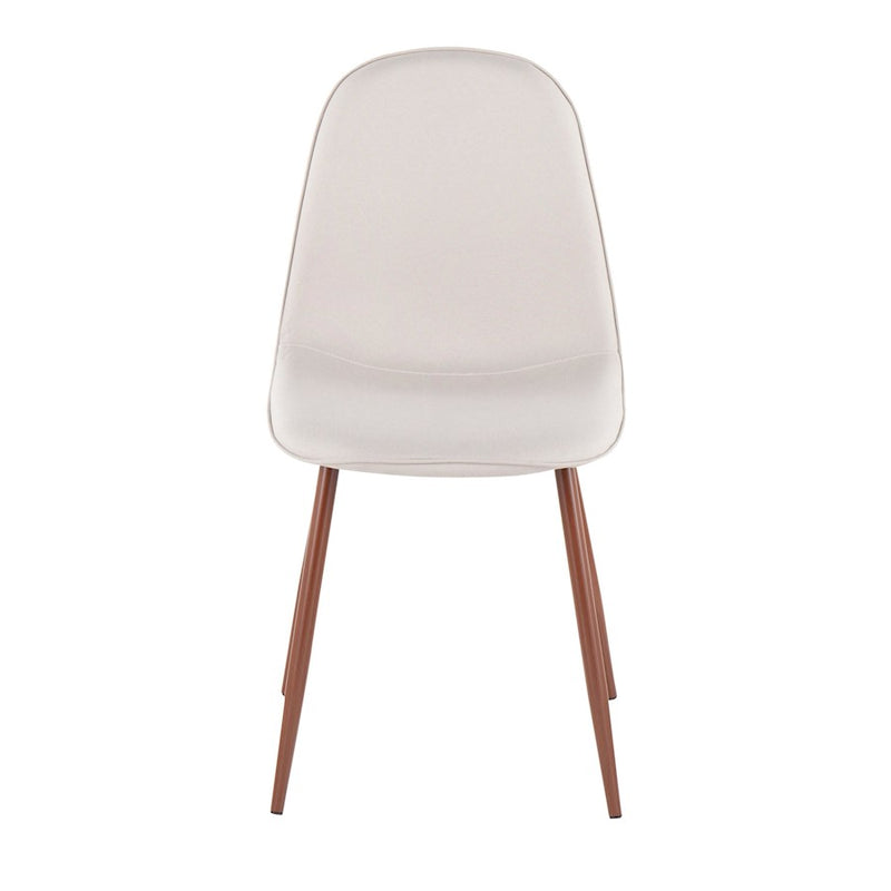 LumiSource Pebble Chair, Set of 2 in Walnut Metal/Beige Fabric