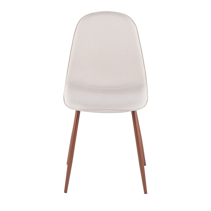 LumiSource Pebble Chair, Set of 2 in Walnut Metal/Beige Fabric