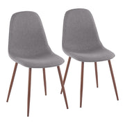LumiSource Pebble Chair, Set of 2, Walnut/Charcoal Fabric - CH-PEBBLEWLCHAR2