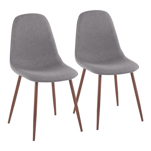 LumiSource Pebble Chair, Set of 2, Walnut/Charcoal Fabric - CH-PEBBLEWLCHAR2
