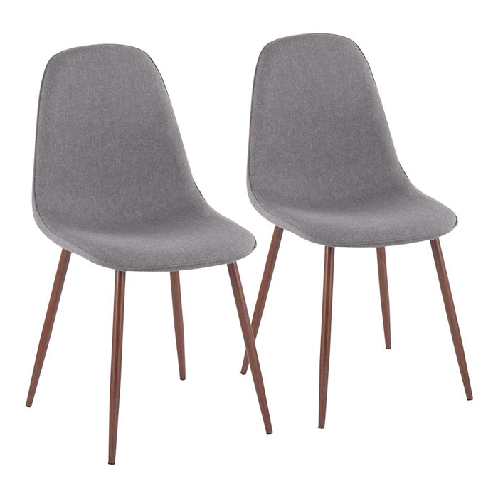 LumiSource Pebble Chair, Set of 2, Walnut/Charcoal Fabric - CH-PEBBLEWLCHAR2