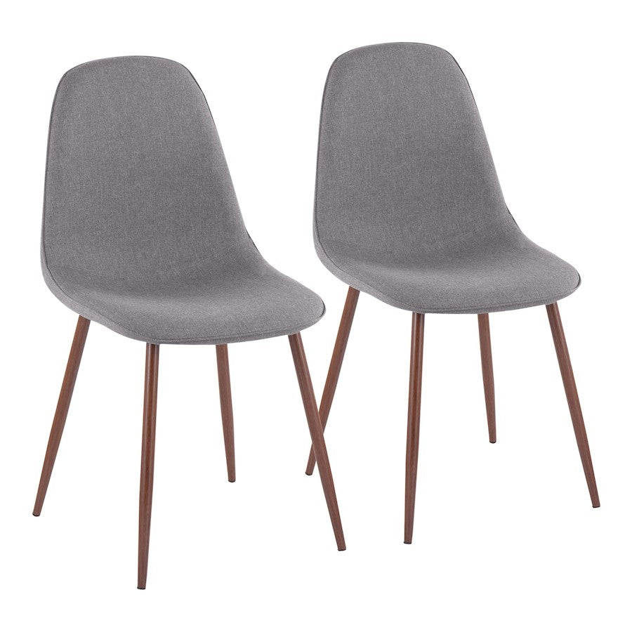 LumiSource Pebble Chair, Set of 2, Walnut/Charcoal Fabric - CH-PEBBLEWLCHAR2