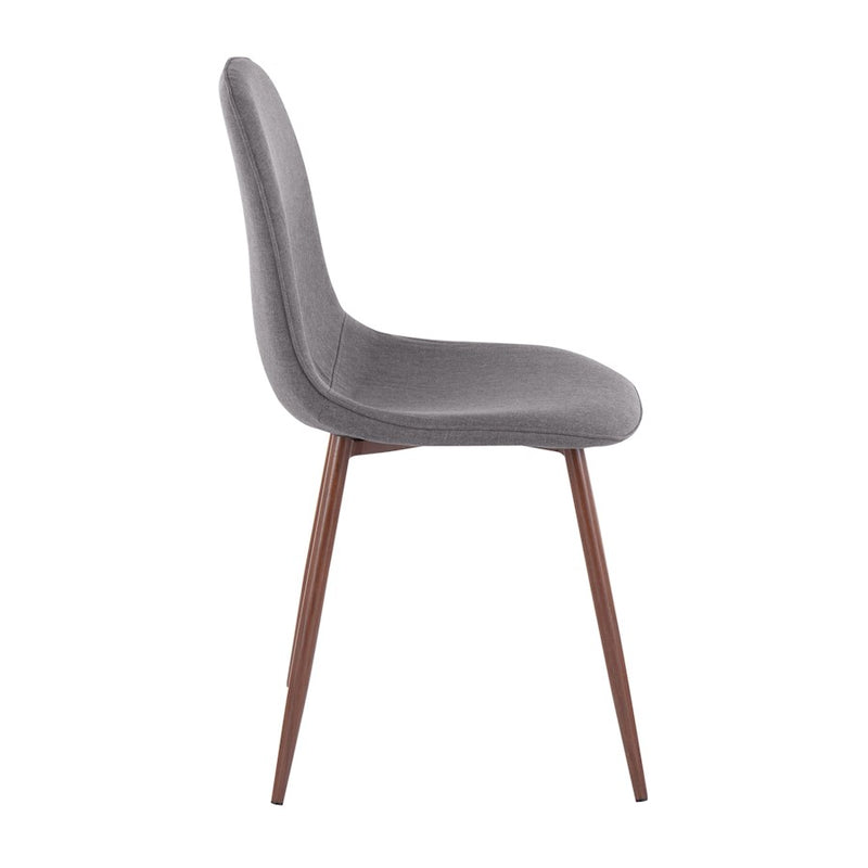 LumiSource Pebble Chair, Set of 2, Walnut/Charcoal Fabric