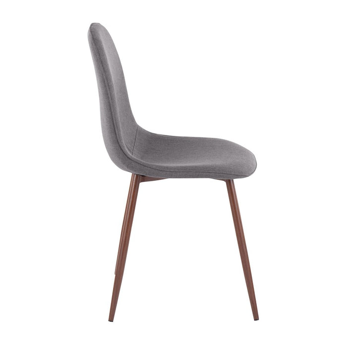 LumiSource Pebble Chair, Set of 2, Walnut/Charcoal Fabric
