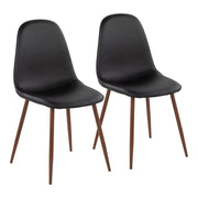 LumiSource Pebble Chair, Set of 2 in Walnut Metal/Black PU - CH-PEBBLEWLPUBK2