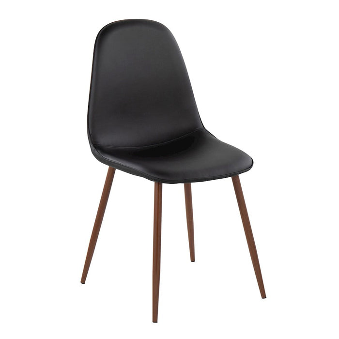 LumiSource Pebble Chair, Set of 2 in Walnut Metal/Black PU